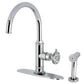 Kingston Brass KS2433RKX Webb Single-Handle Kitchen Faucet with Knurled Handle and Brass Side Sprayer, Antique Brass