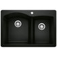 BLANCO Diamond SILGRANIT 33" 60/40 Double Bowl Dual Mount Kitchen Sink