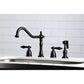 KINGSTON Brass Widespread Kitchen Faucet with Brass Sprayer - Matte Black