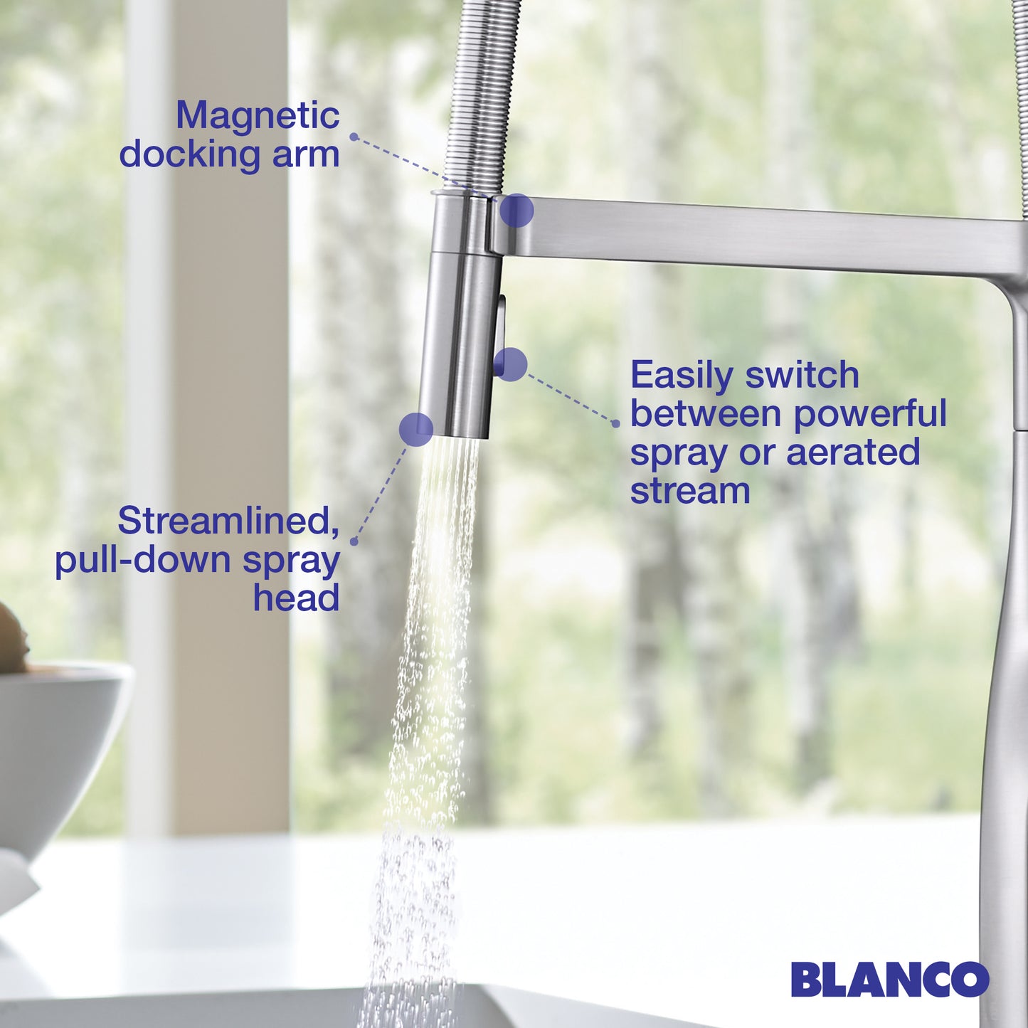 BLANCO Rivana Semi-Pro Pull-Down Dual-Spray Kitchen Faucet
