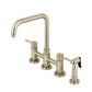 Kingston KS8287DLBS Concord Bridge Kitchen Faucet with Brass Sprayer, Brushed Brass