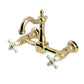 Kingston KS2443PX Heritage Two-Handle Wall Mount Bridge Kitchen Faucet, Antique Brass with porcelain cross handles