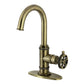 Kingston Brass KSD8503RKX Webb Single-Handle Bar Faucet with Knurled Handle, Antique Brass
