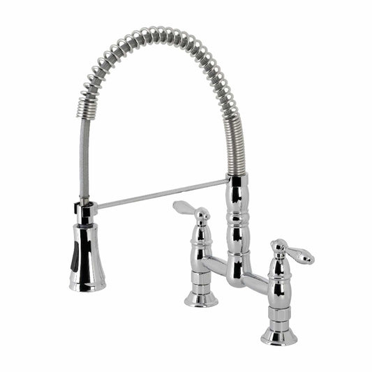 KINGSTON Brass Gourmetier Heritage Two-Handle Kitchen Faucet - Polished Chrome
