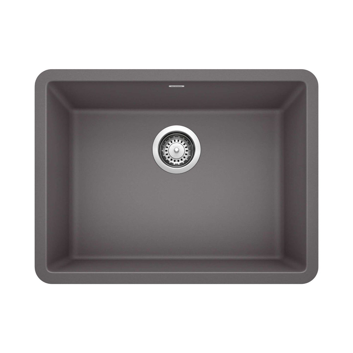 BLANCO PRECIS 24" SILGRANIT Compact Undermount Sink in Cinder, compact design for small kitchens and prep zones.