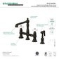 Kingston KS7277PXBS English Country Bridge Kitchen Faucet with Brass Sprayer, Brushed Brass
