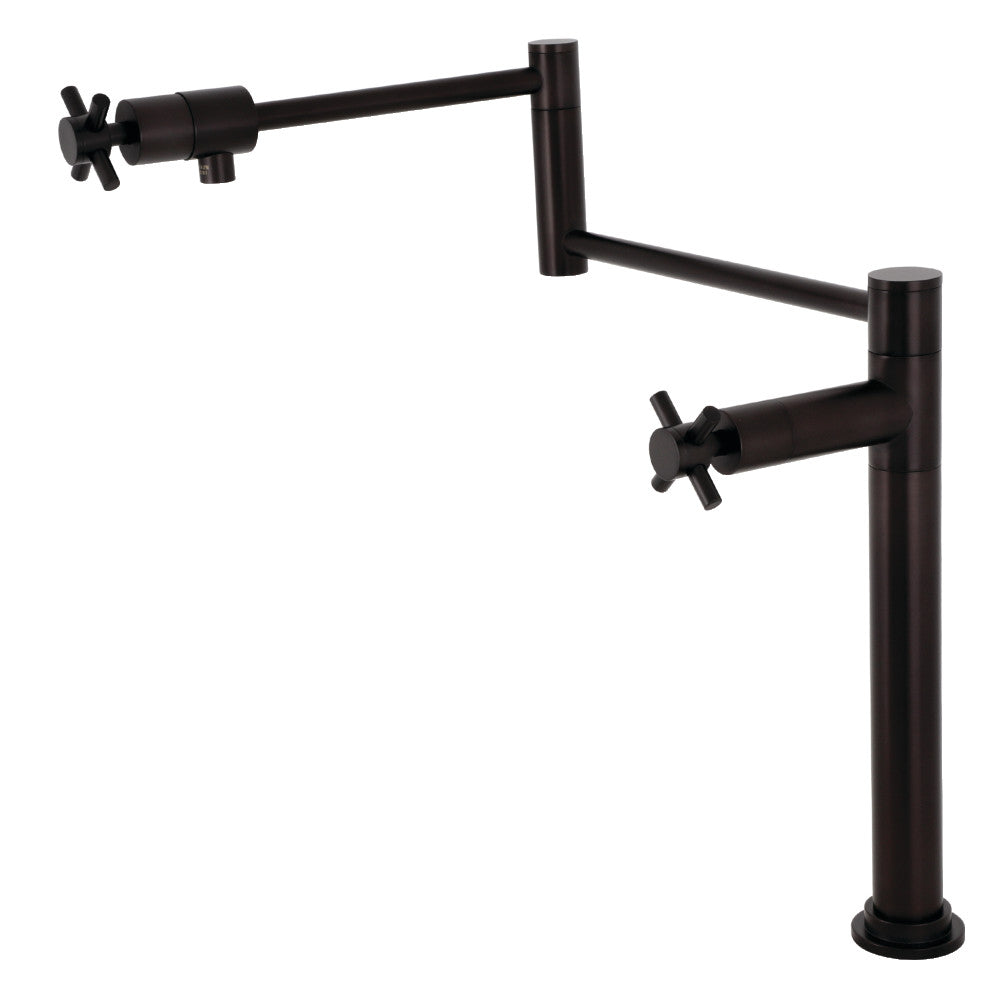 Kingston Brass KS4703DX Concord Deck Mount Pot Filler Faucet, Antique Brass with foldable swing arms.
