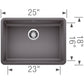 BLANCO Precis SILGRANIT 25" ADA Single Bowl Undermount Kitchen Sink