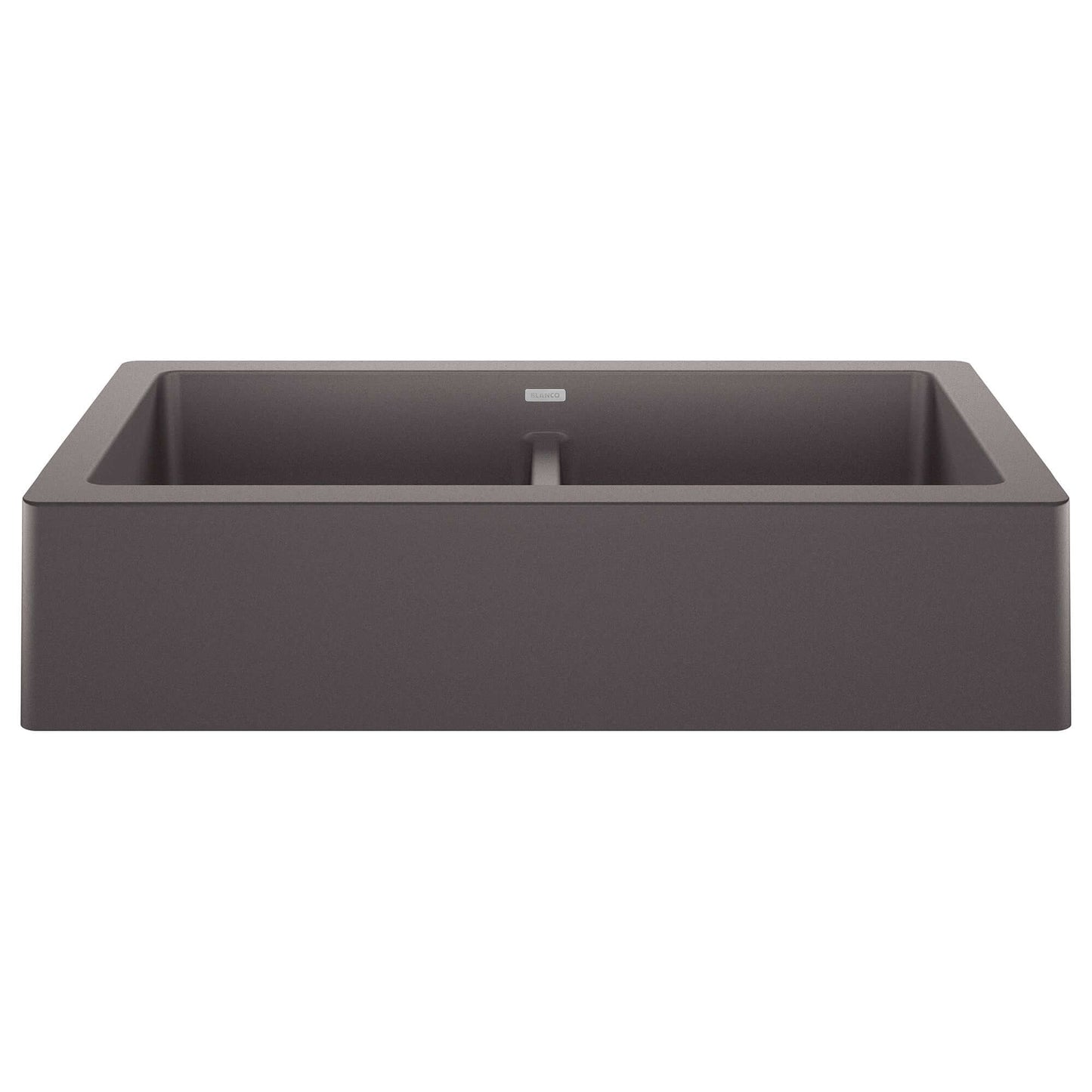 BLANCO VINTERA 33" SILGRANIT Double Bowl Farmhouse Sink in Cinder color showcasing contemporary farmhouse design.
