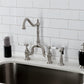 Kingston KS7753PLBS English Country Bridge Kitchen Faucet with Brass Sprayer, Antique Brass installed in kitchen.