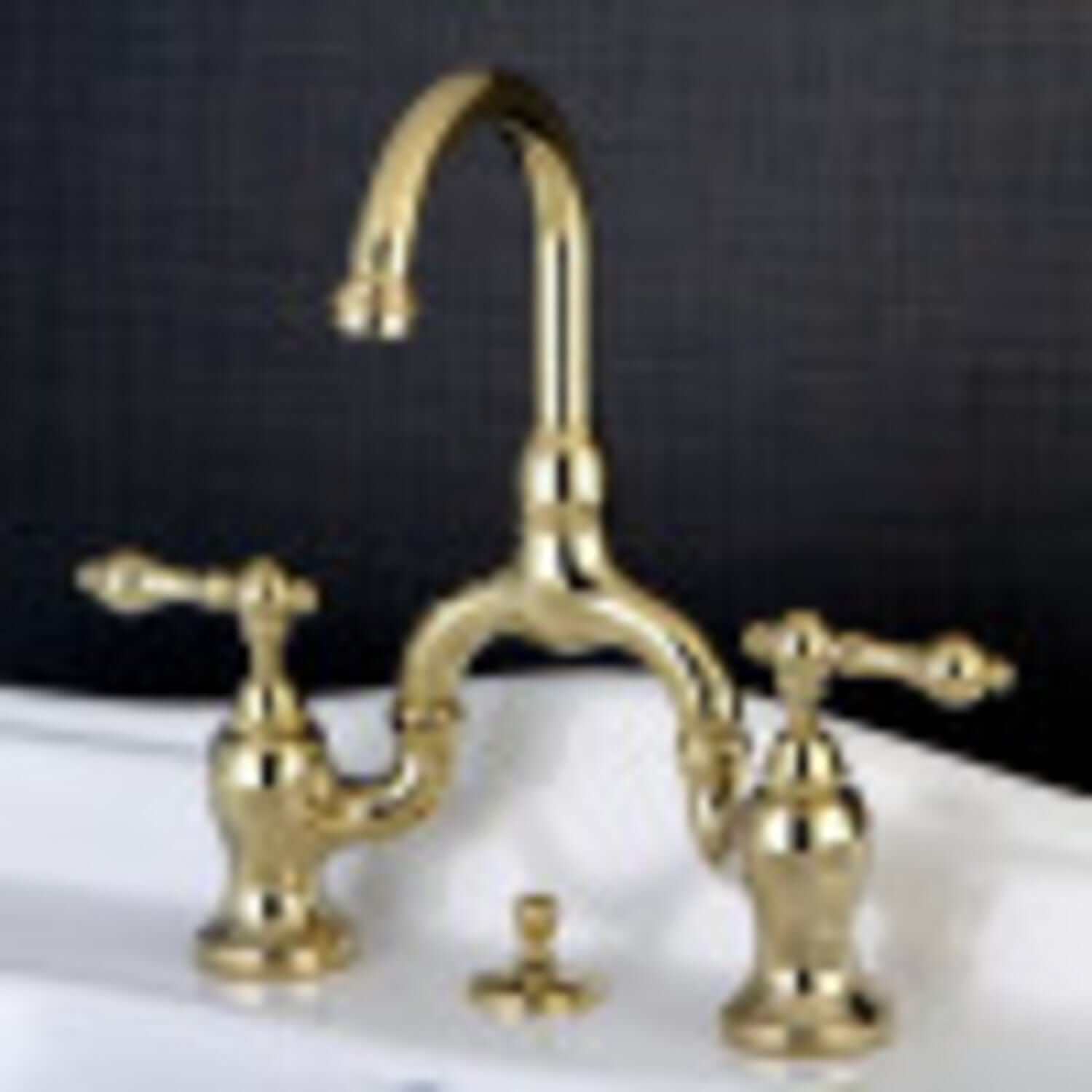 KINGSTON Brass English Country Bridge Bathroom Faucet with Brass Pop-Up - Polished Brass