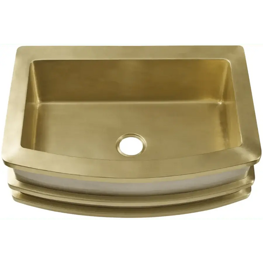Thompson Quintana 35" Handcrafted Farmhouse Kitchen Sink - KCKS33 in brushed gold finish.