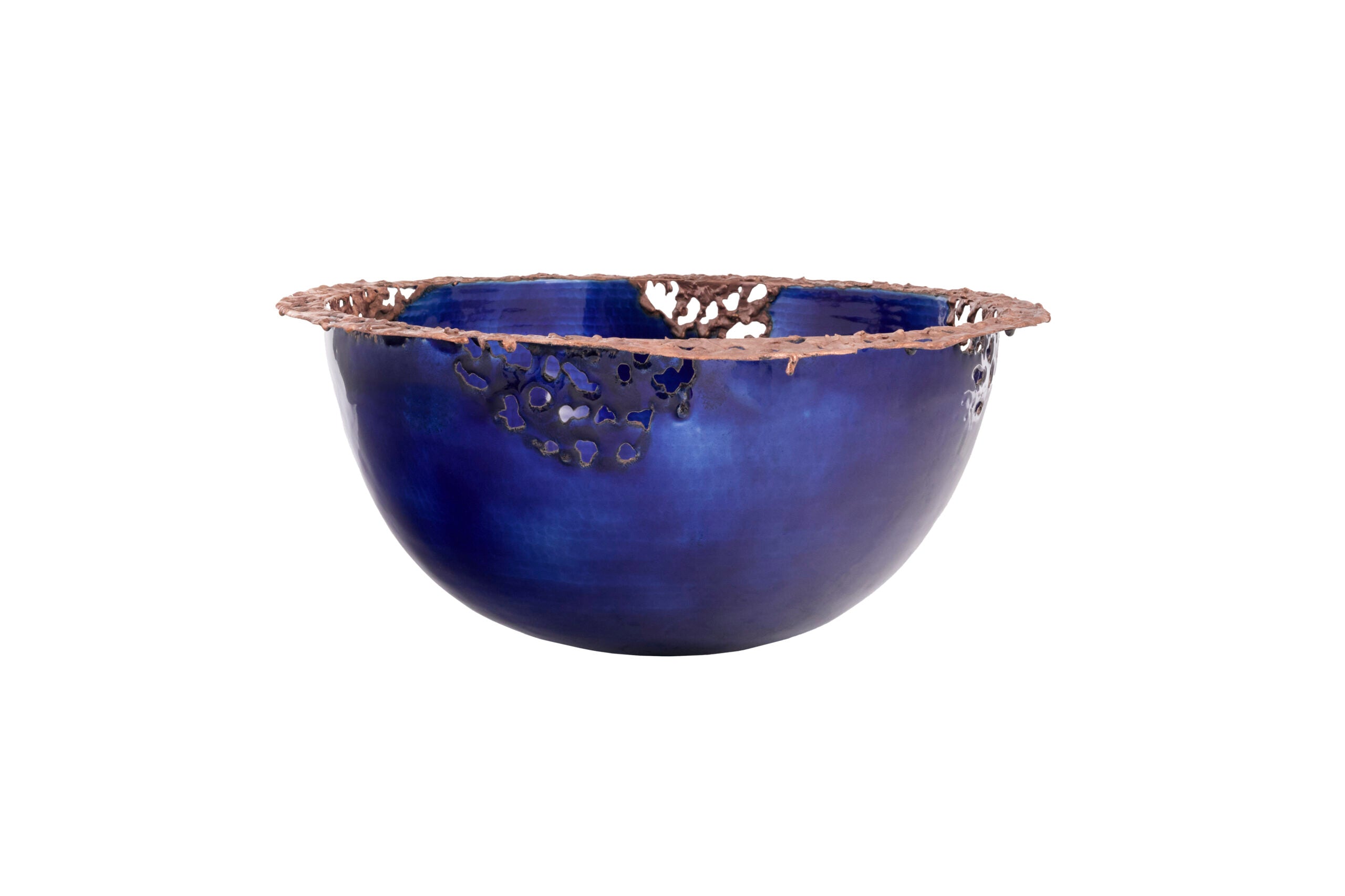 Thompson Molten 15.5" Cobalt Glass and Rose Gold Copper Vessel Sink - GLASS-2RP-COBALT - view 3