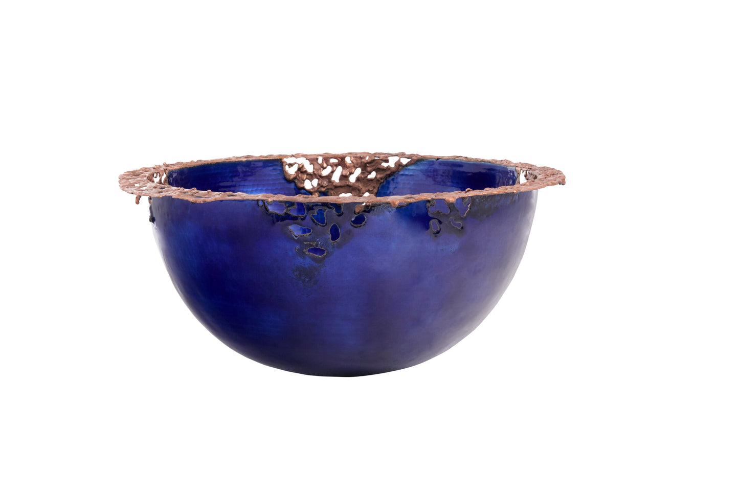 Thompson Molten 15.5" Cobalt Glass and Rose Gold Copper Vessel Sink - GLASS-2RP-COBALT - view 2