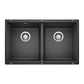 BLANCO Precis SILGRANIT 29" 50/50 Double Bowl Undermount Kitchen Sink in Anthracite