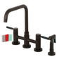 Kingston KS8287DKLBS Kaiser Bridge Kitchen Faucet with Brass Sprayer, Brushed Brass elegantly designed faucet with sprayer.