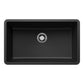 BLANCO Precis SILGRANIT 30" Single Bowl Undermount Kitchen Sink in sleek black finish.