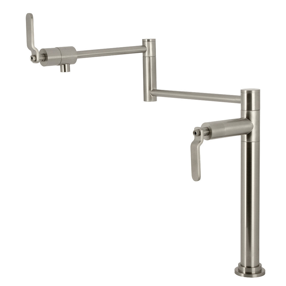 Kingston Brass KS4703KL Whitaker Deck Mount Pot Filler Faucet, Antique Brass with foldable swing arms