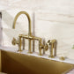 Kingston KS2334CG Fuller Industrial Style Bridge Kitchen Faucet with Brass Sprayer, Black Stainless
