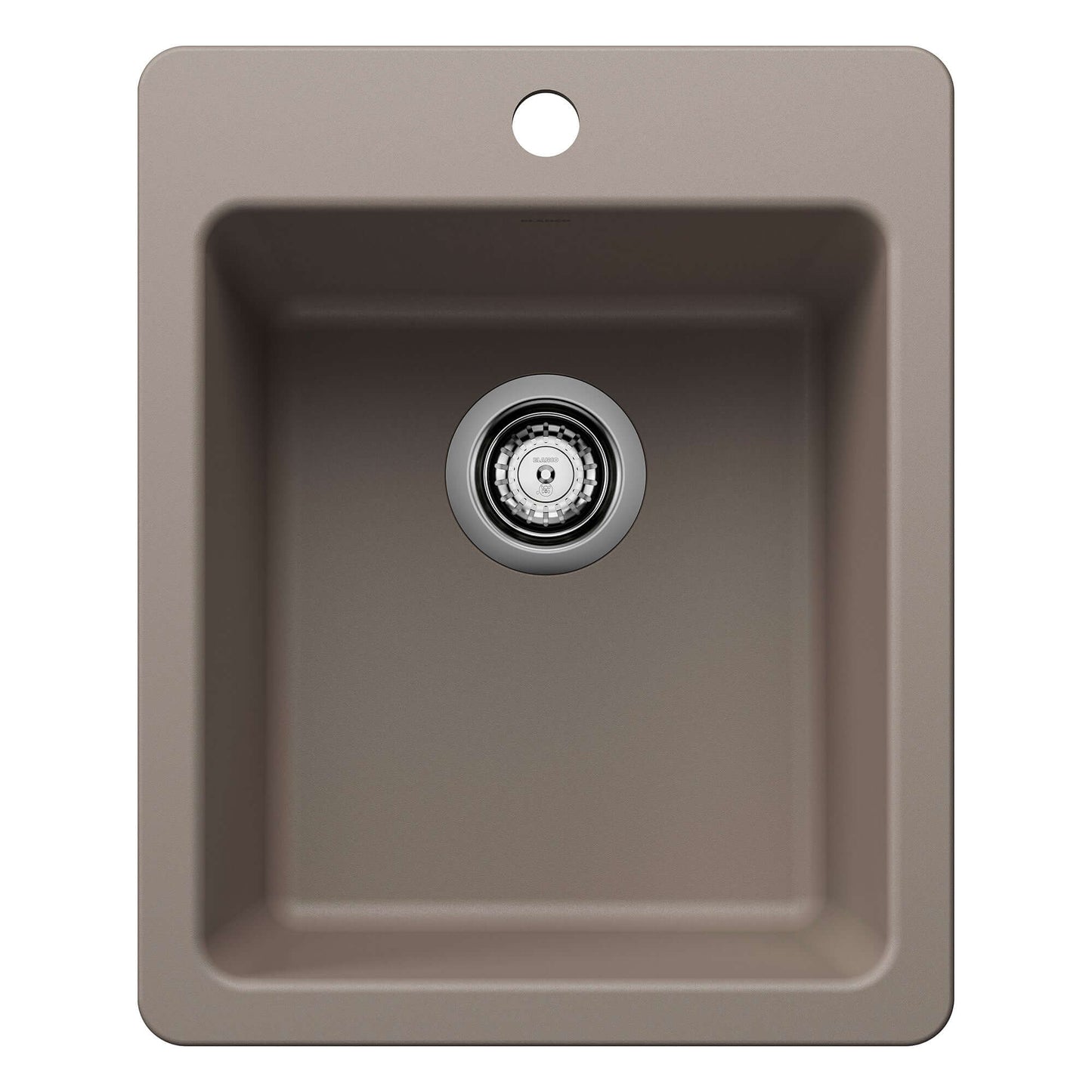 BLANCO Liven SILGRANIT 17" Dual Mount Bar Sink in a modern taupe finish with sleek design.