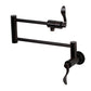 Kingston Brass KS4103DFL NuWave Wall Mount Pot Filler Faucet, Antique Brass with foldable swing arms.