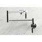 Kingston Brass KS4103DKL Kaiser Wall Mount Pot Filler Faucet, Antique Brass with black handles and modern design.