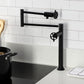 Kingston Brass KS4703RKX Webb Deck Mount Pot Filler Faucet with Knurled Handle, Antique Brass in a modern kitchen setting.