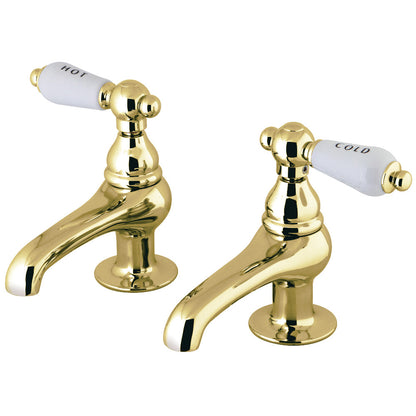 Kingston Brass CC3L8 Vintage Basin Tap Faucet with Porcelain Lever Handle, hot and cold taps, detailed design