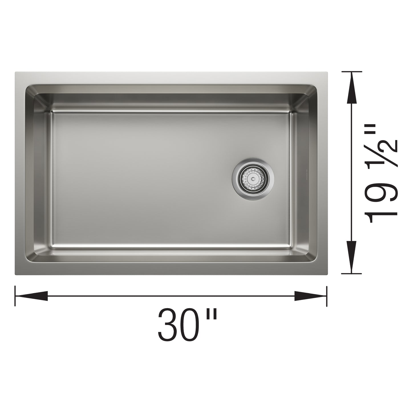 BLANCO Inteos 30" Single Bowl Reversible Undermount Stainless Steel Workstation Kitchen Sink dimensions 30" x 19 1/2".