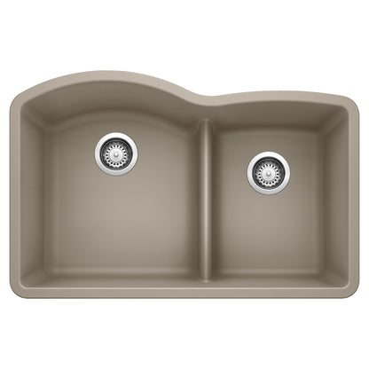 BLANCO Diamond SILGRANIT 32" 60/40 Double Bowl Undermount Kitchen Sink with Low Divide top view