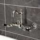 Kingston KS2443PKL Duchess Two-Handle Wall Mount Bridge Kitchen Faucet, Antique Brass