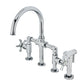 Kingston KS2333NX Hamilton Industrial Style Bridge Kitchen Faucet with Brass Sprayer, Antique Brass modern design image