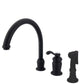 Kingston Brass KS7828TLBS Templeton Single-Handle Widespread Kitchen Faucet with Brass Sprayer, Brushed Nickel