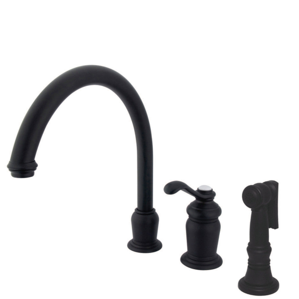 Kingston Brass KS7828TLBS Templeton Single-Handle Widespread Kitchen Faucet with Brass Sprayer, Brushed Nickel