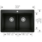 BLANCO Diamond SILGRANIT 33" 50/50 Double Bowl Dual Mount Kitchen Sink