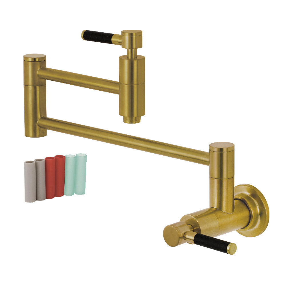 Kingston Brass KS810DKLAC Kaiser Wall Mount Pot Filler Faucet, Antique Copper with brushed brass finish