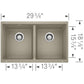 BLANCO Precis SILGRANIT 29" 50/50 Double Bowl Undermount Kitchen Sink
