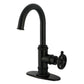Kingston Brass KSD8503CG Fuller Single-Handle Bar Faucet, Antique Brass in matte black finish, perfect for modern kitchens.