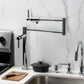 Kingston Brass KS4703DL Concord Deck Mount Pot Filler Faucet, Antique Brass in a modern kitchen setting.