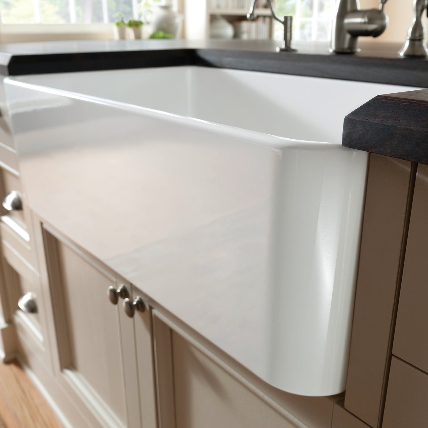 Cerana 30" Fireclay Single Bowl Apron-Front Farmhouse Sink - White with smooth finish and reversible design.