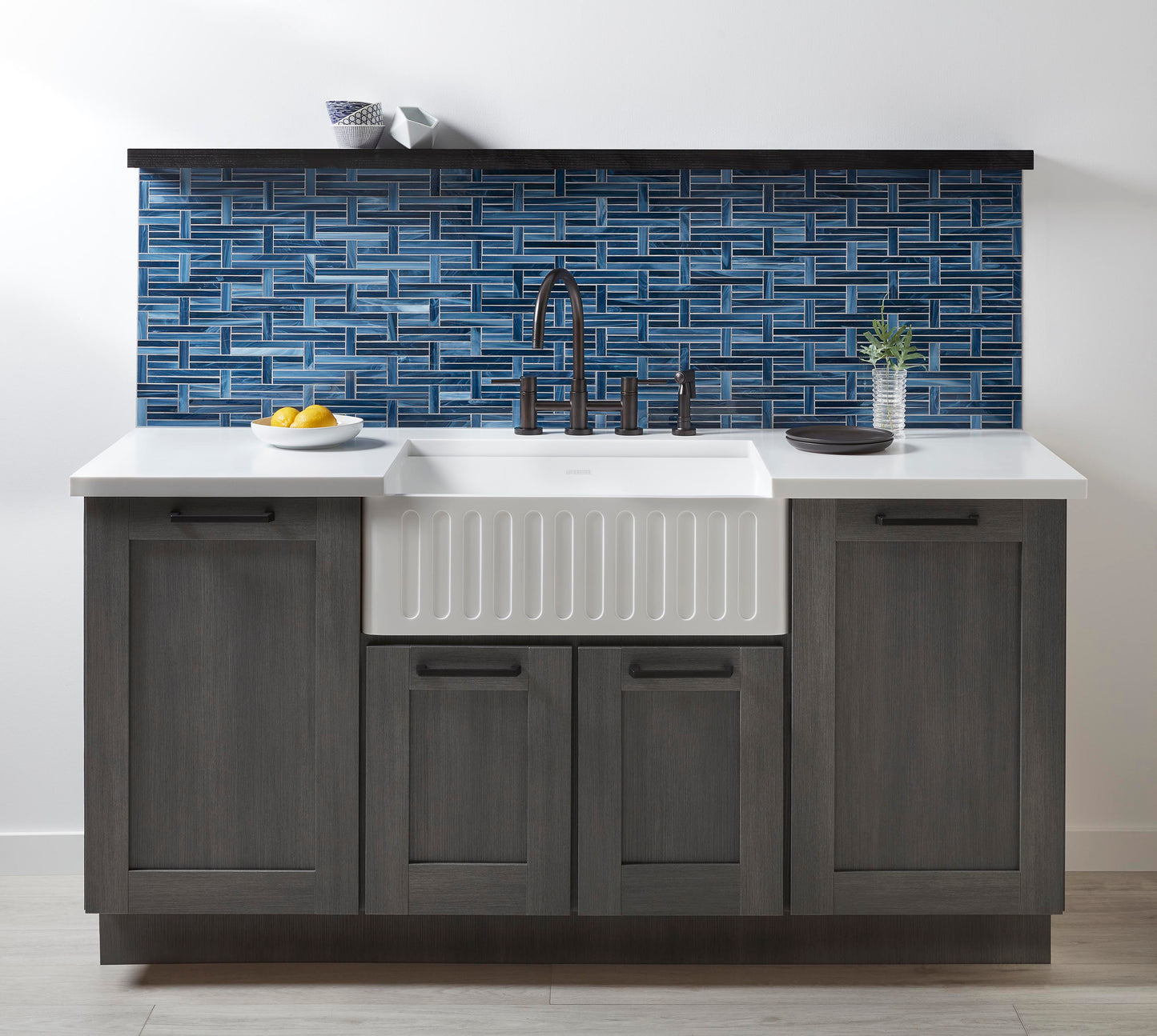 Kingston KS8278DLBS Concord Bridge Kitchen Faucet with Brass Sprayer, Brushed Nickel in modern kitchen setup