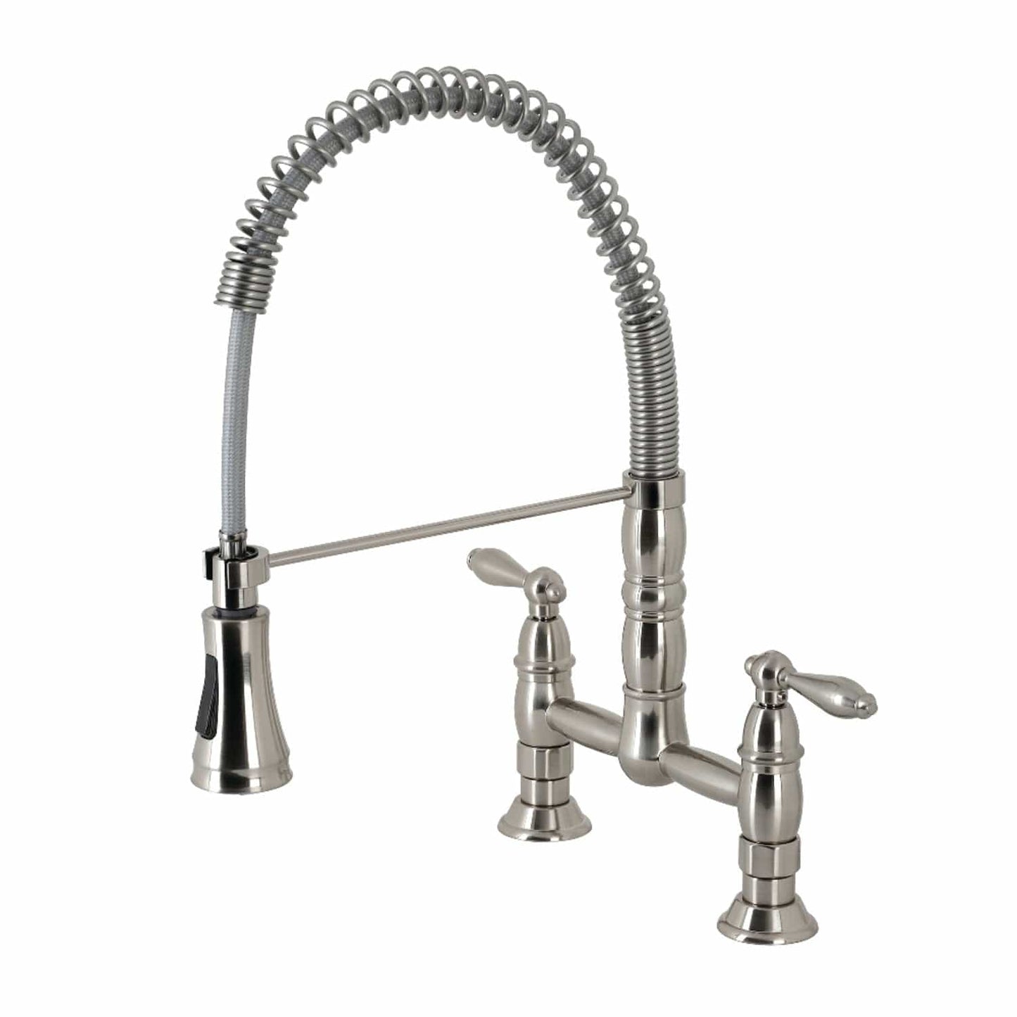 KINGSTON Brass Gourmetier Heritage Two-Handle Kitchen Faucet - Brushed Nickel