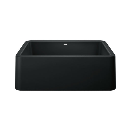 BLANCO Ikon SILGRANIT 30" Single Bowl Apron-Front Farmhouse Sink in sleek black finish.