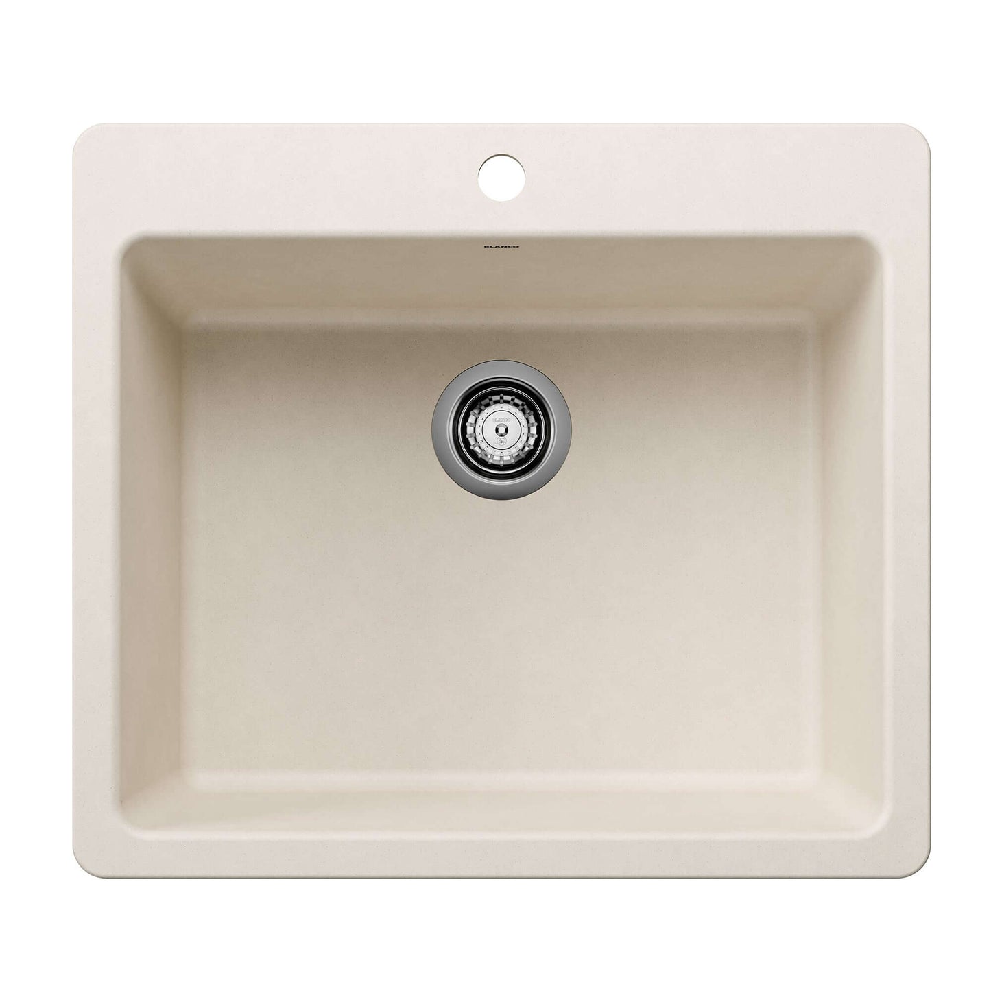BLANCO Liven SILGRANIT 25" Single Bowl Dual Mount Kitchen Sink top view image showing spacious basin and sleek design.