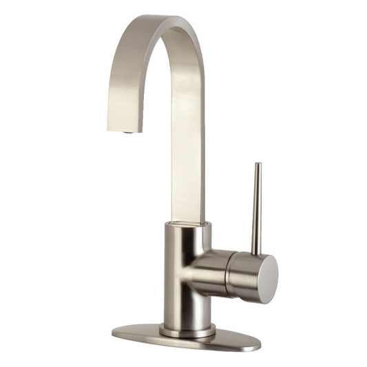 Kingston Brass LS8618NYL New York Single-Handle Bar Faucet right side view with elegant gooseneck spout and single lever handle.