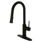 Gourmetier LS2723NYL New York Single-Handle Pull-Down Kitchen Faucet, Brushed Brass in sleek matte black finish.