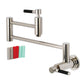 Kingston Brass KS810DKLAC Kaiser Wall Mount Pot Filler Faucet, Antique Copper with polished nickel finish.