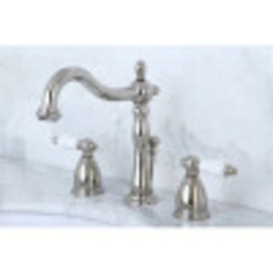 KINGSTON Brass Heritage Widespread Bathroom Faucet with Brass Pop-Up - Polished Nickel