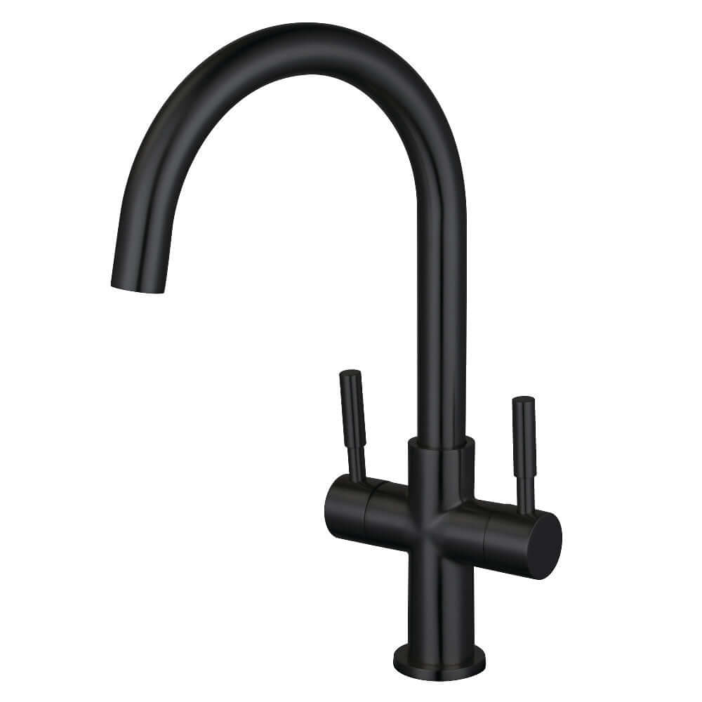 Fauceture LS8293DL Concord Double-Handle Vessel Sink Faucet, Brushed Brass left side view