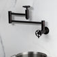 Kingston Brass KS8103RKX Webb Wall Mount Pot Filler Faucet with Knurled Handle, Antique Brass